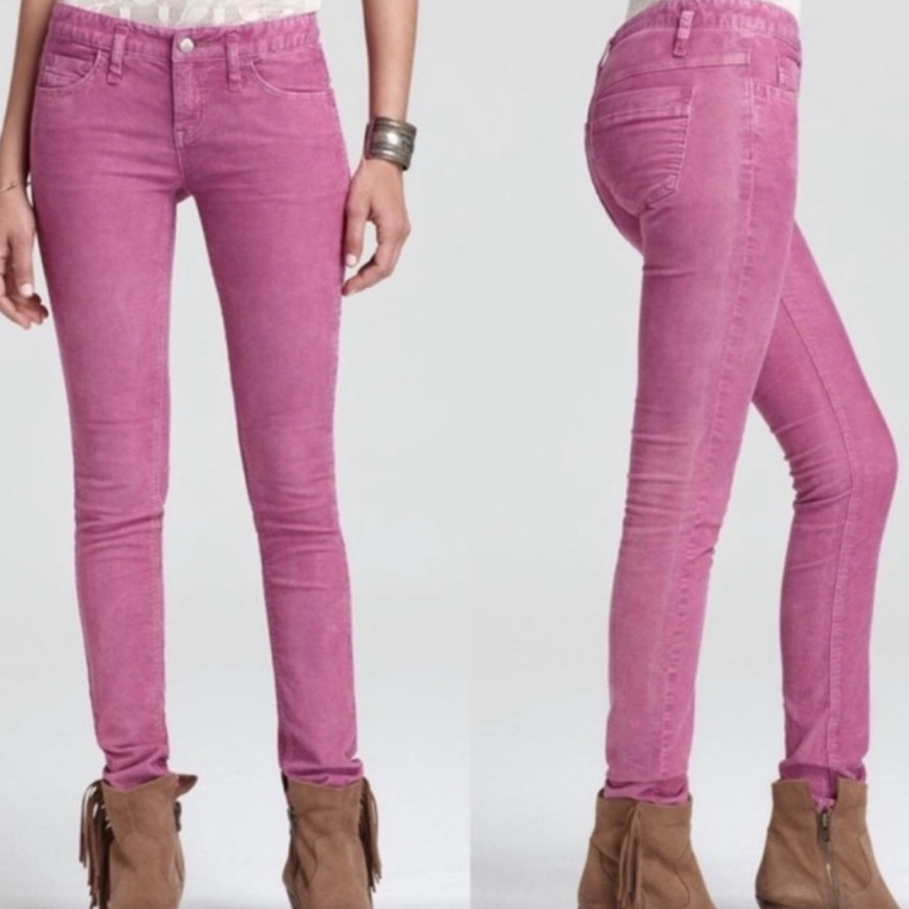 Free People Hot Rose Pink Corduroy Woman’s Skinny Jeans Size 26 Super cute!